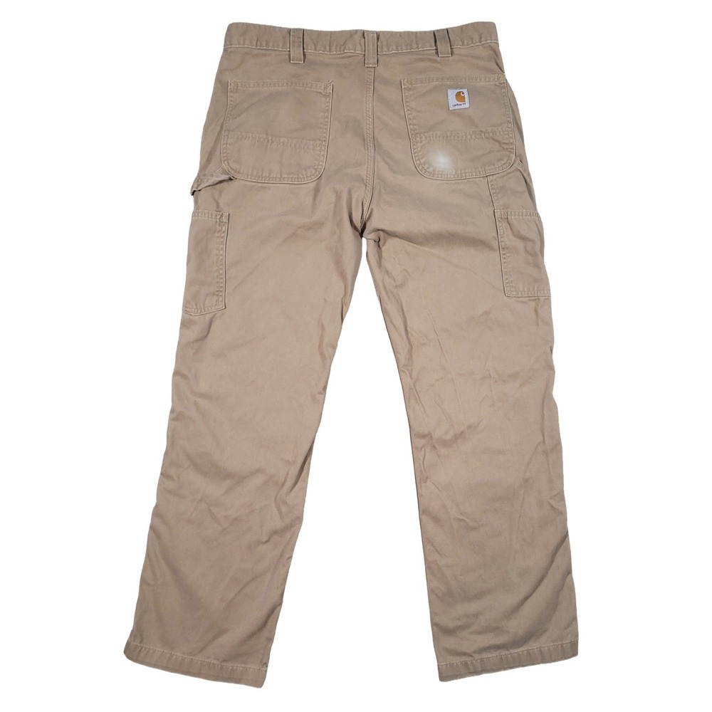 Carhartt Carpenter Pants Mens 36x30 Tan 100% Cotton Relaxed Fit Workwear Utility - Picture 2 of 12